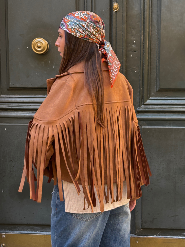 Veste DALLAS camel à frange