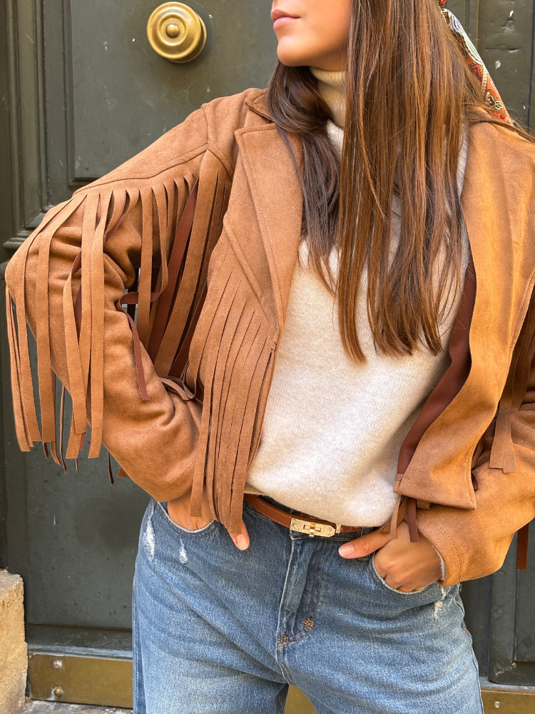 Veste DALLAS camel à frange