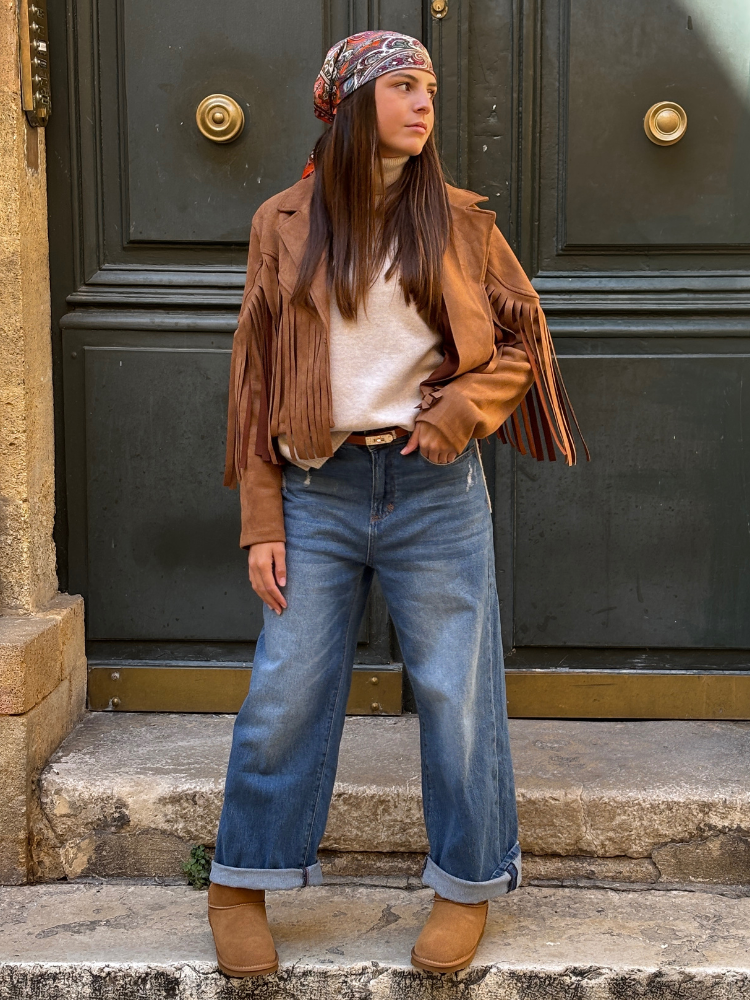 Veste DALLAS camel à frange