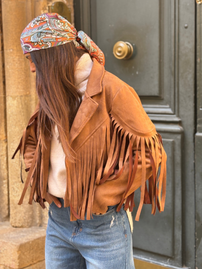 Veste DALLAS camel à frange