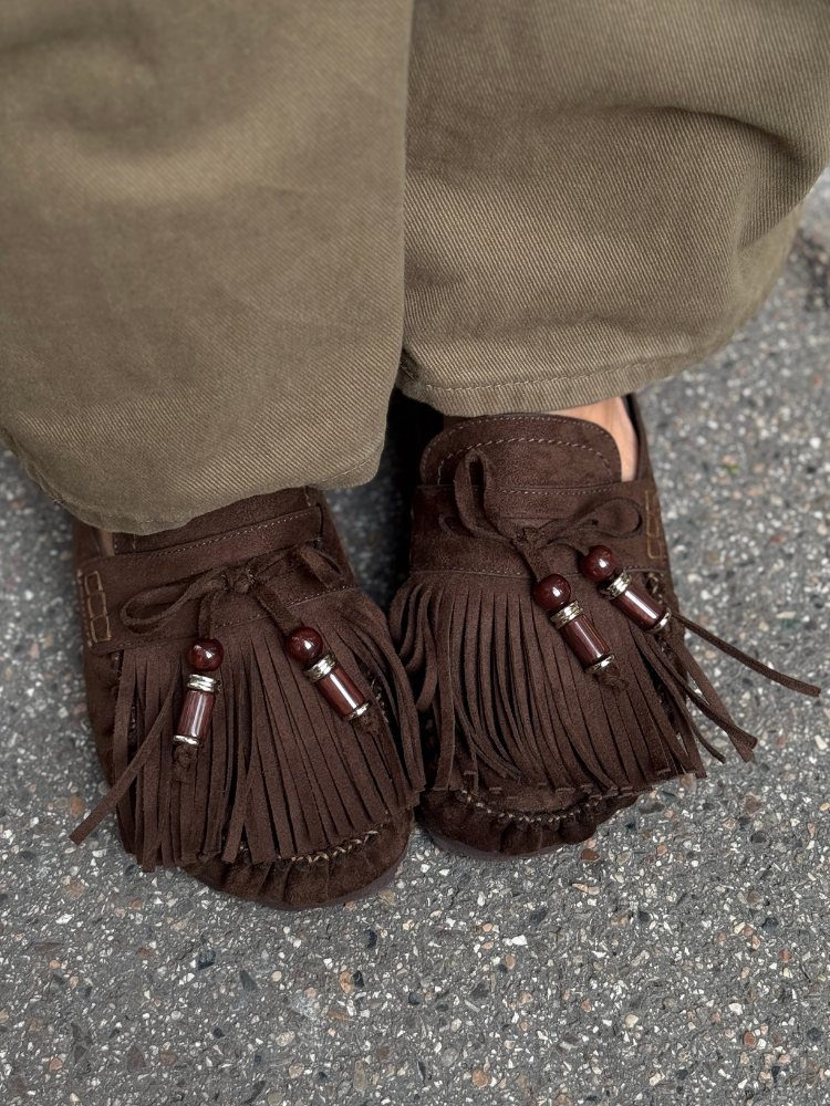 Mules AKA à franges choco