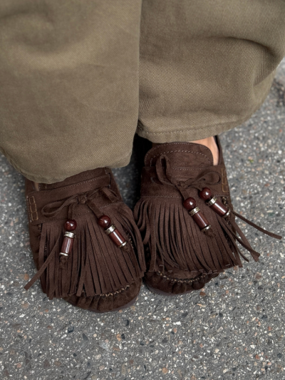 Mules AKA à franges choco