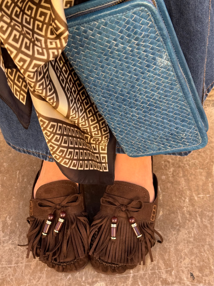 Mules AKA à franges choco