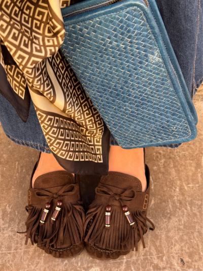 Mules AKA à franges choco