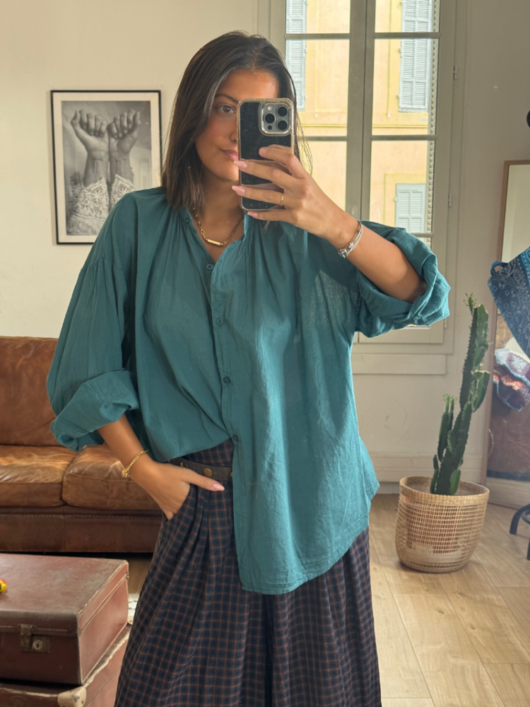 Chemise JOHANA bleu canard