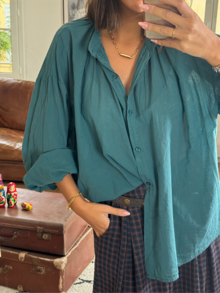 Chemise JOHANA bleu canard