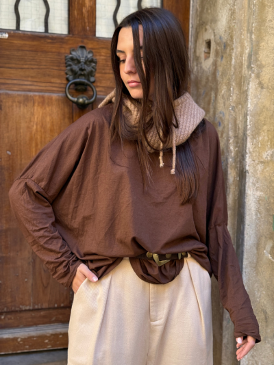 T-shirt NINETTE loose marron