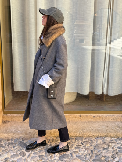Manteau long NATALIA gris 2