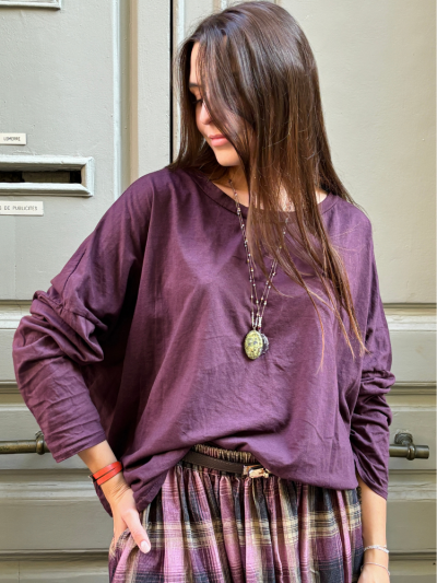 T-shirt NINETTE loose prune