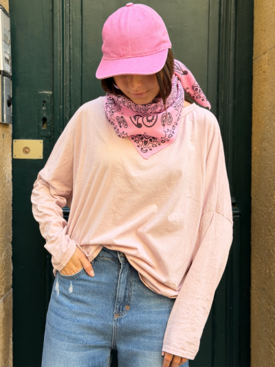 T-shirt NINETTE loose rose poudré