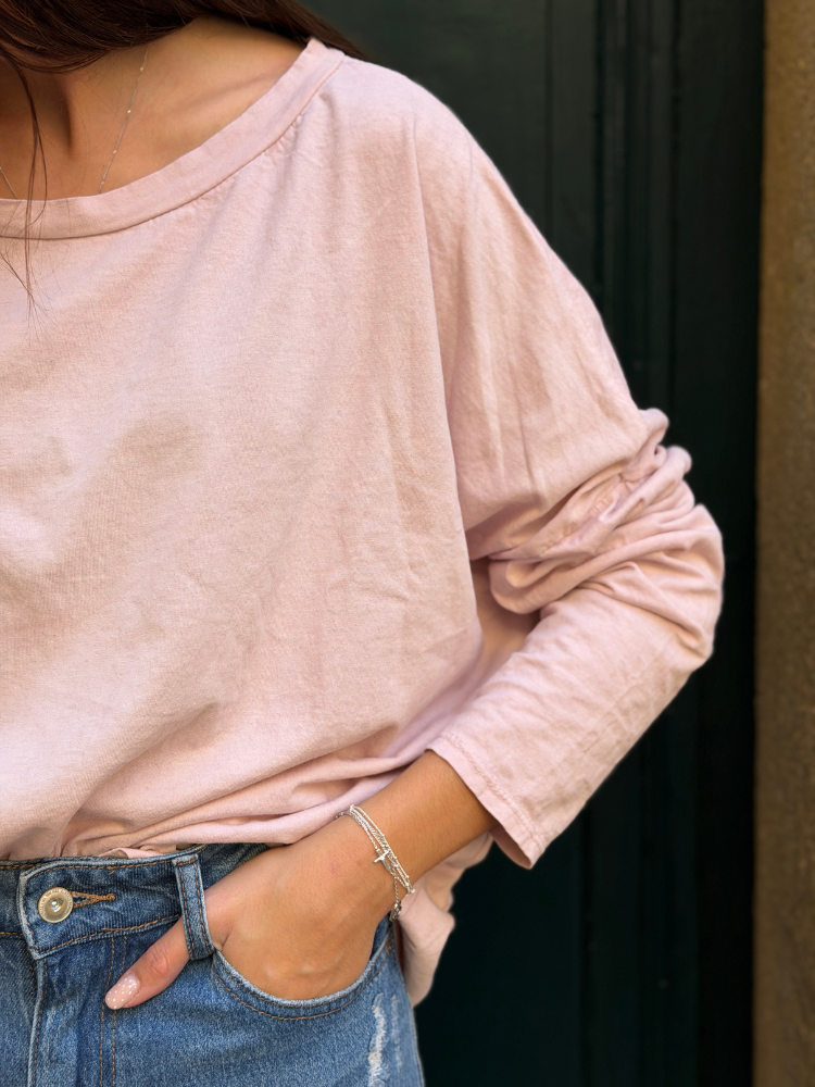T-shirt NINETTE loose rose poudré