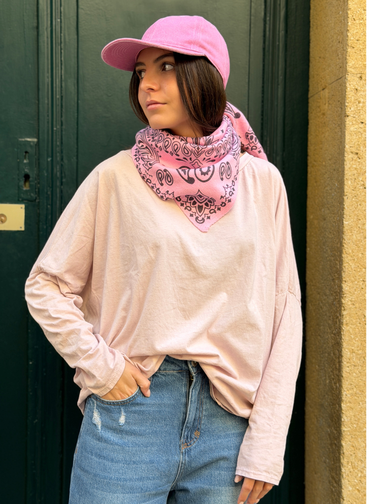 T-shirt NINETTE loose rose poudré