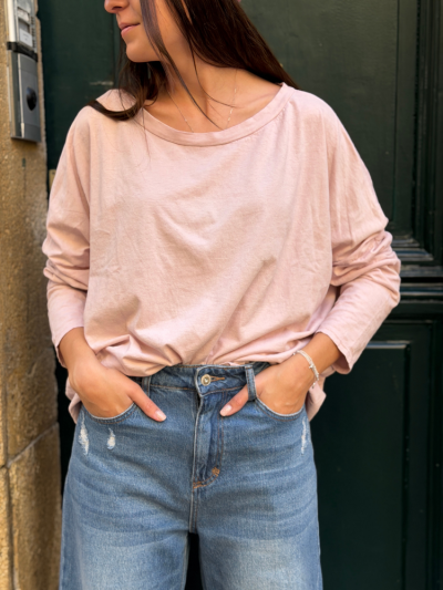 T-shirt NINETTE loose rose poudré