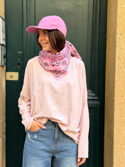 T-shirt NINETTE loose rose poudré