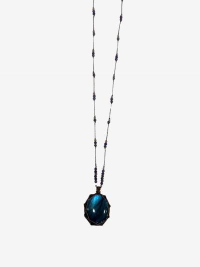 Grand TALISMAN ROMA labradorite bleue métal