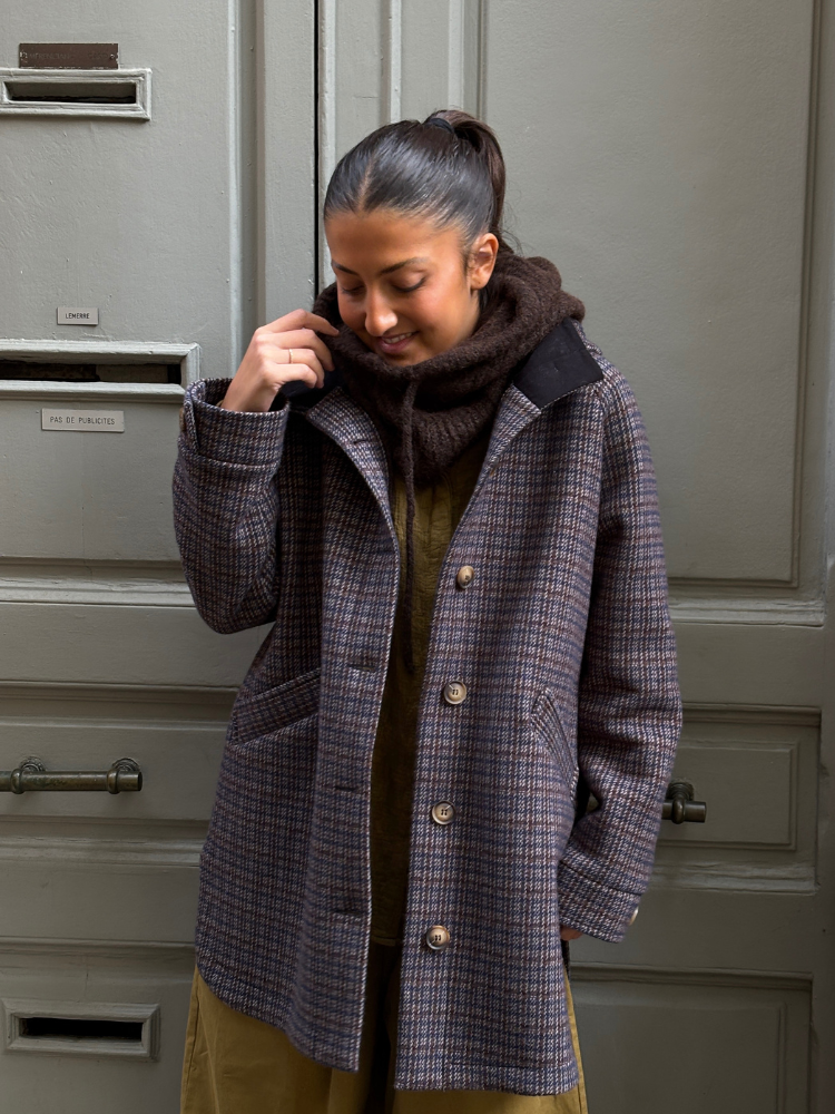 Manteau MARC pied de poule marine