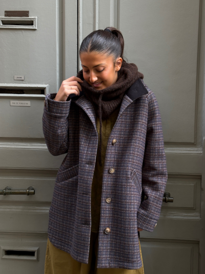 Manteau MARC pied de poule marine