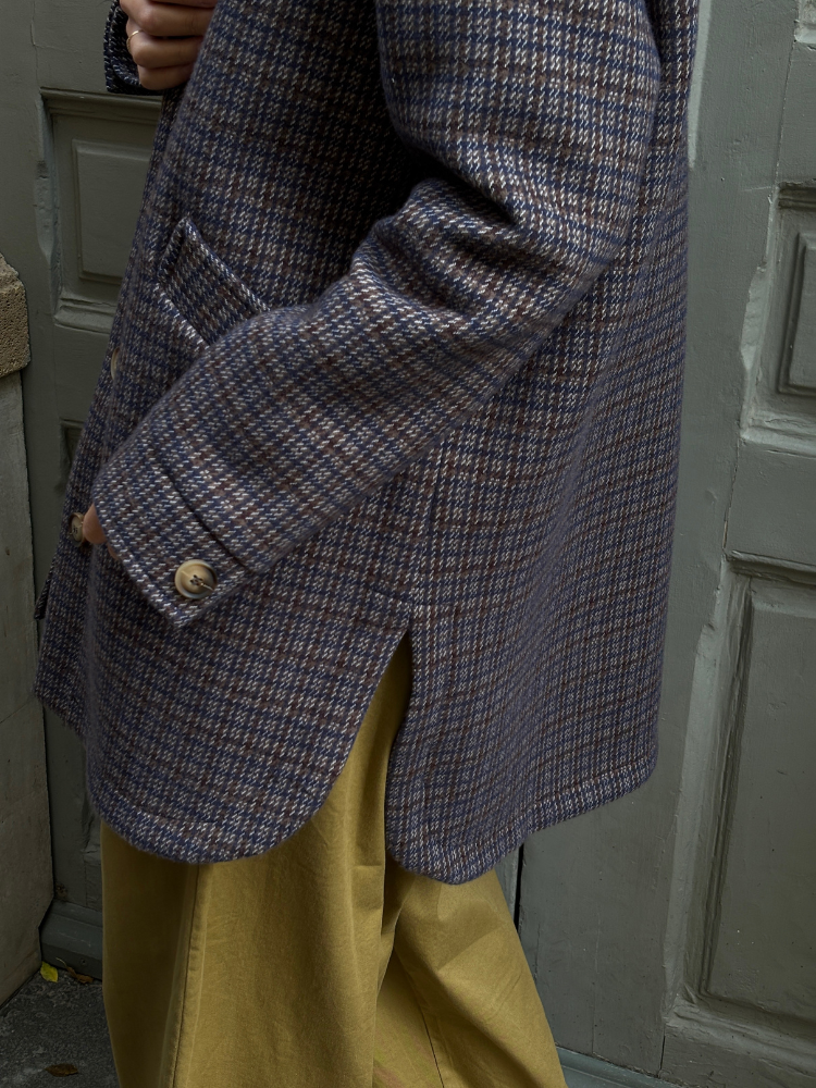 Manteau MARC pied de poule marine