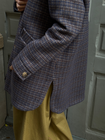 Manteau MARC pied de poule marine