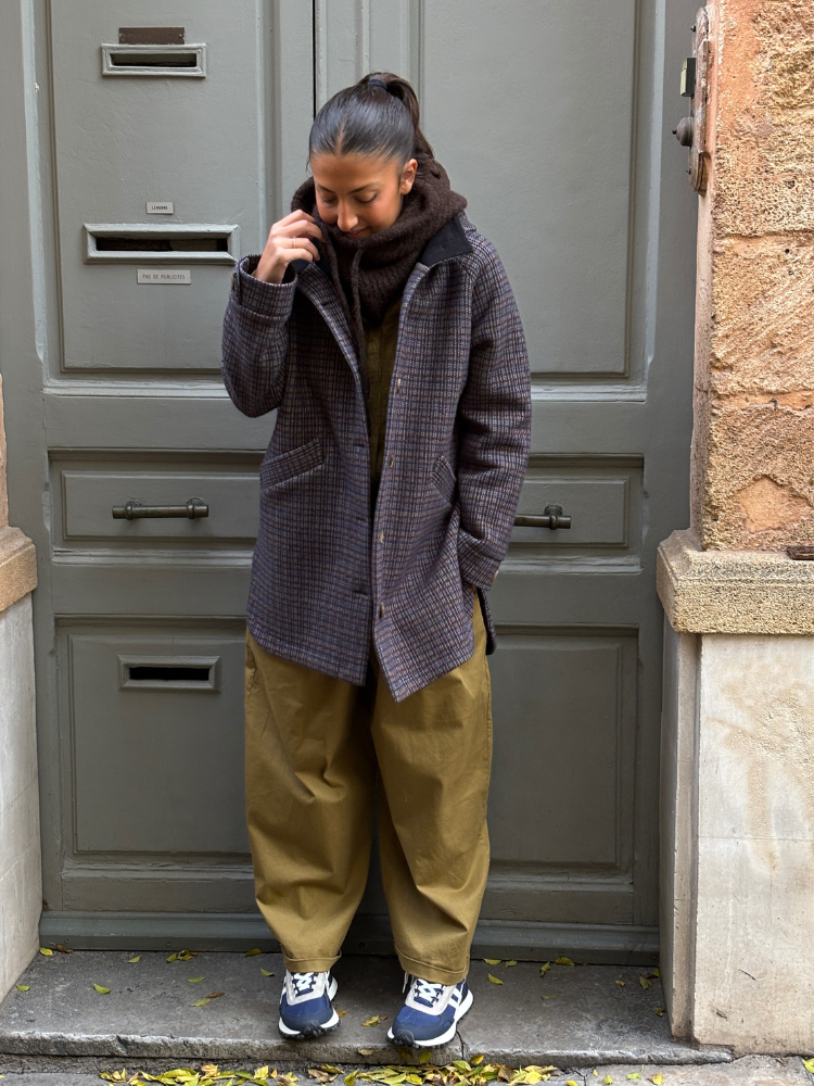 Manteau MARC pied de poule marine