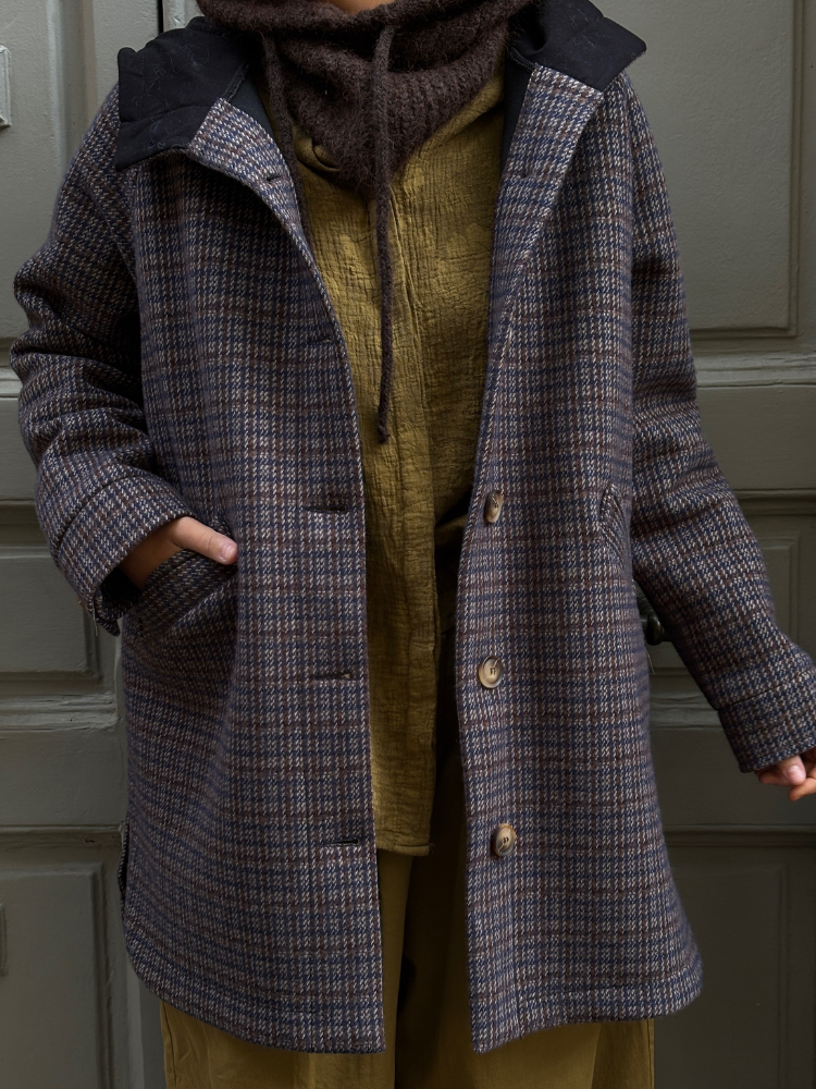 Manteau MARC pied de poule marine