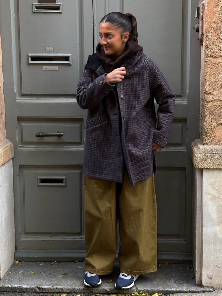 Manteau MARC pied de poule marine