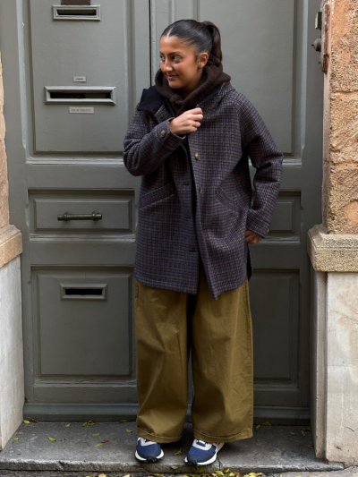 Manteau MARC pied de poule marine