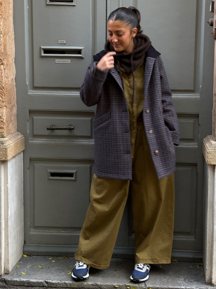 Manteau MARC pied de poule marine