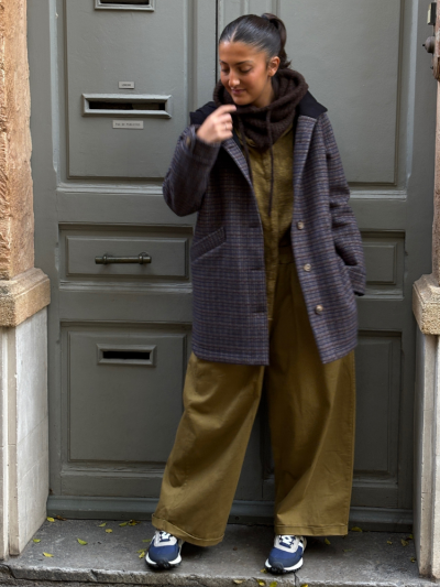 Manteau MARC pied de poule marine