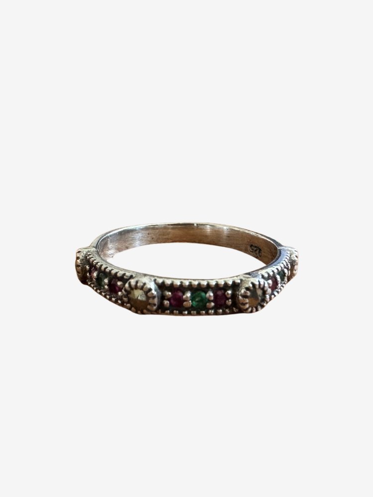 Bague NITY Onyx vert & Agathe fushia
