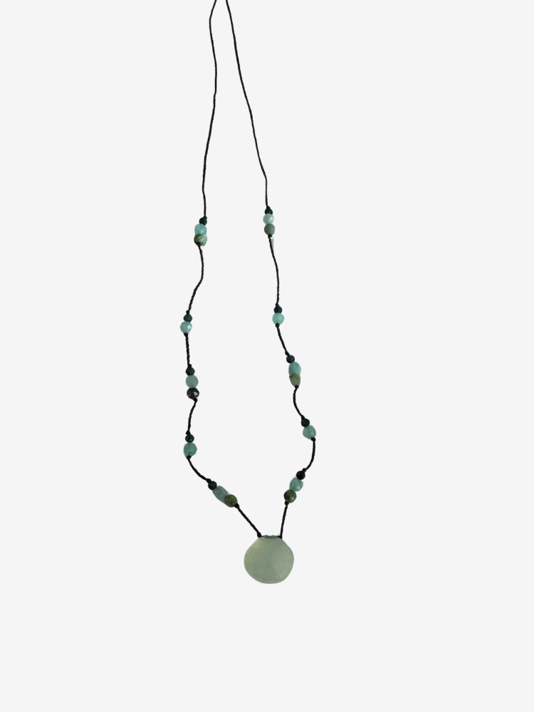 Collier DROP calcédoine bleue