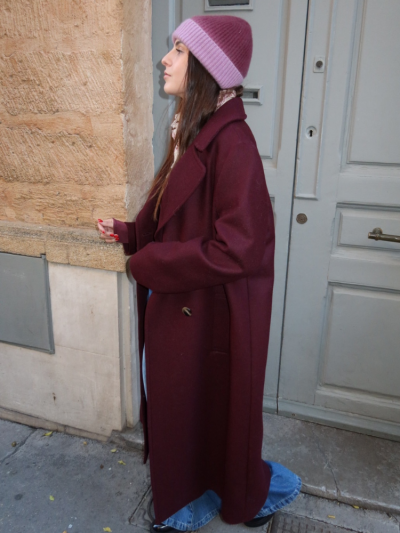 Manteau long NATALIA bordeaux 2