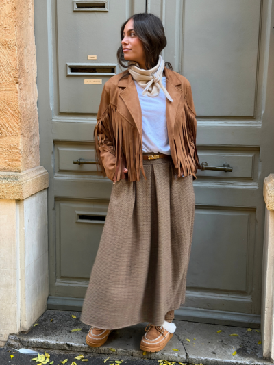 Veste DALLAS camel à frange