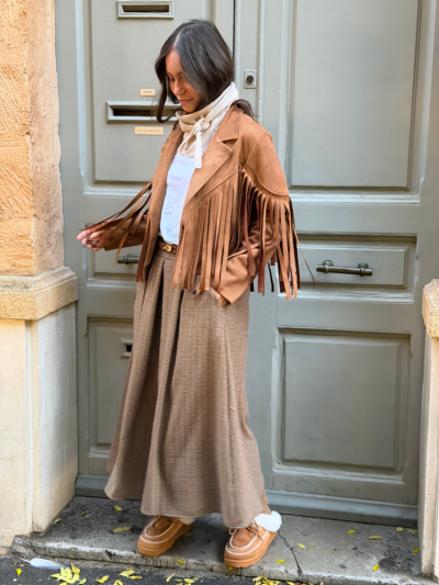 Veste DALLAS camel à frange 2