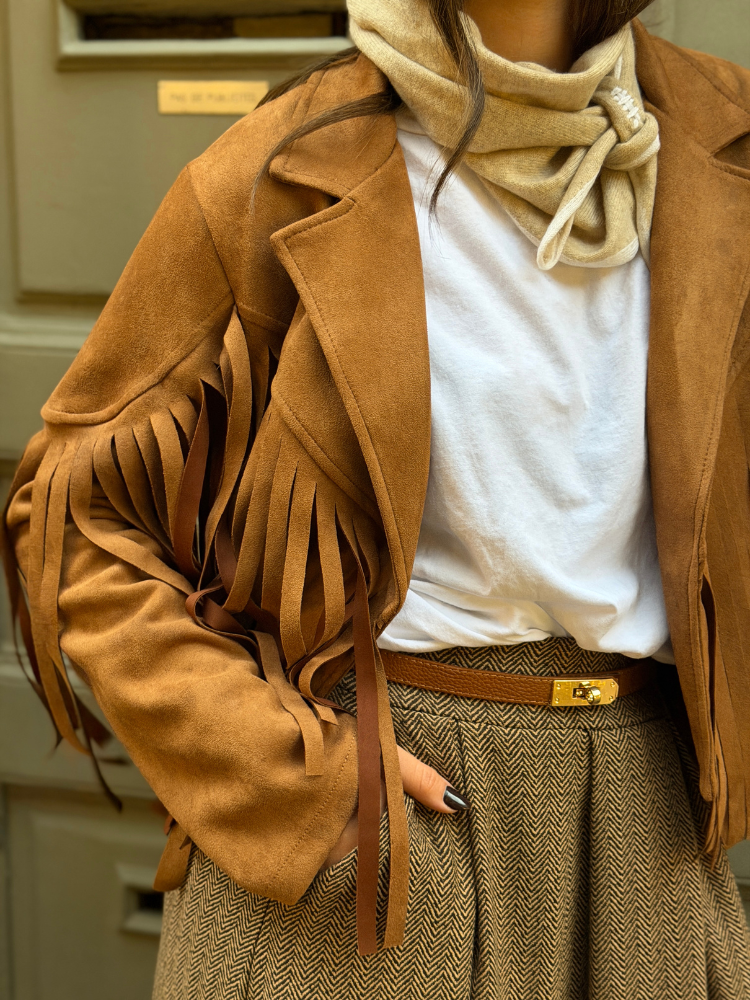 Veste DALLAS camel à frange