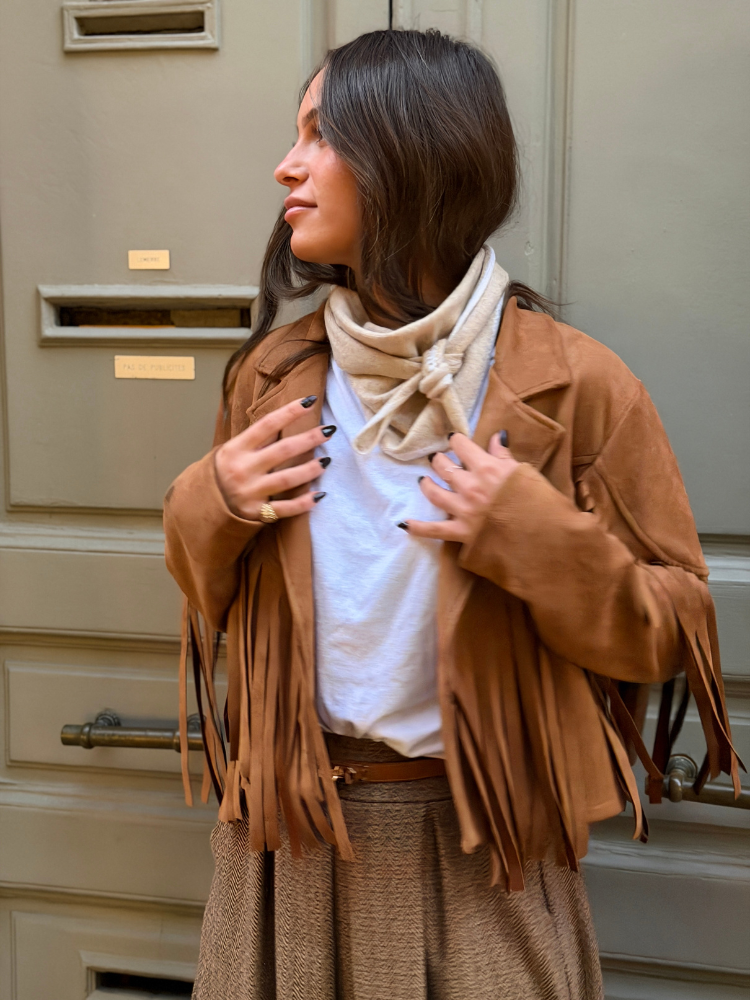 Veste DALLAS camel à frange