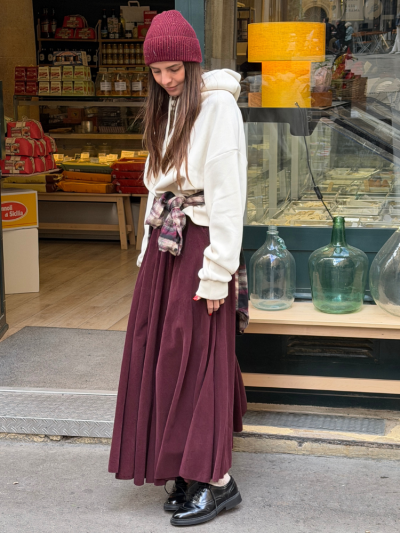 Jupe MILOU bordeaux velour