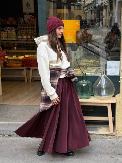Jupe MILOU bordeaux velour