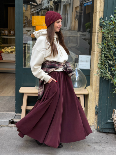 Jupe MILOU bordeaux velour
