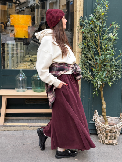 Jupe MILOU bordeaux velour