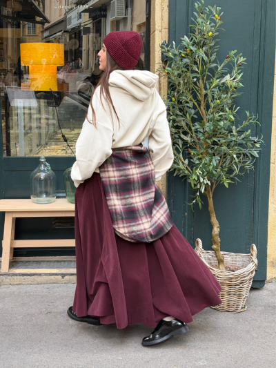 Jupe MILOU bordeaux velour