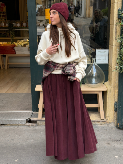 Jupe MILOU bordeaux velour