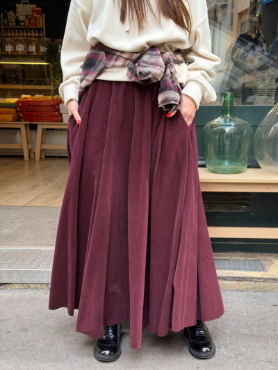 Jupe MILOU bordeaux velour