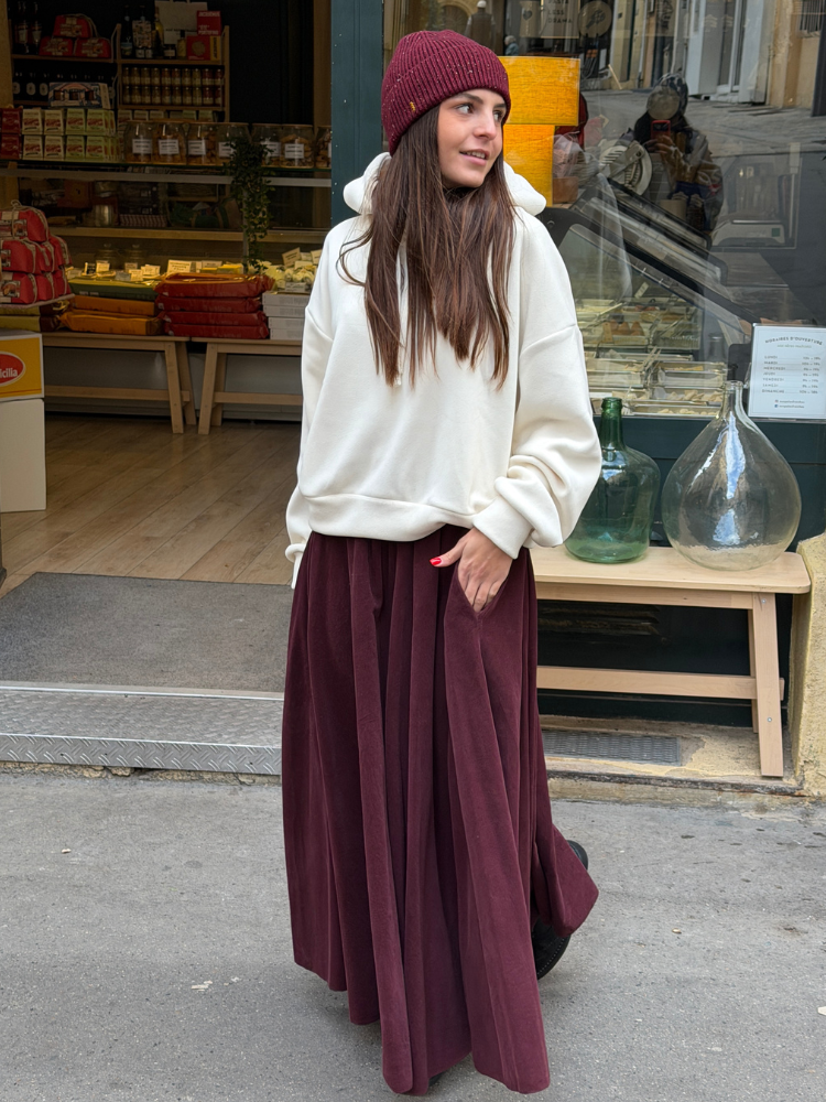 Jupe MILOU bordeaux velour