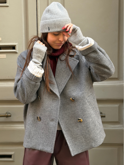 Manteau NATALIA court gris