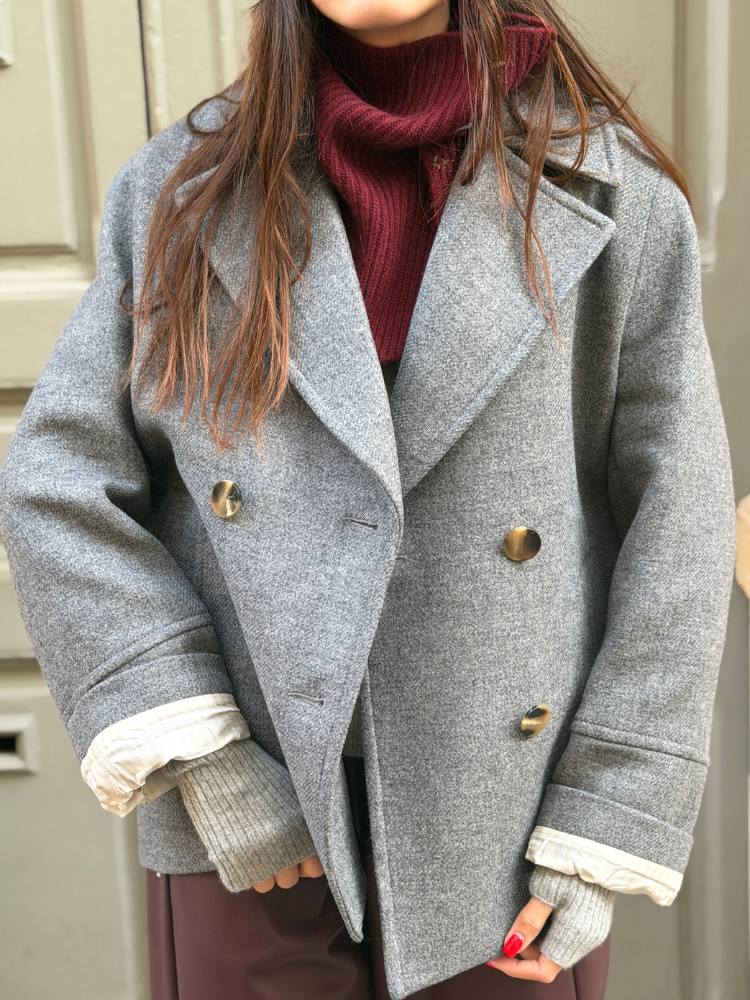 Manteau NATALIA court gris