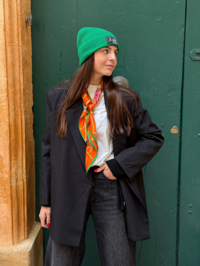 Foulard INES orange et vert 2