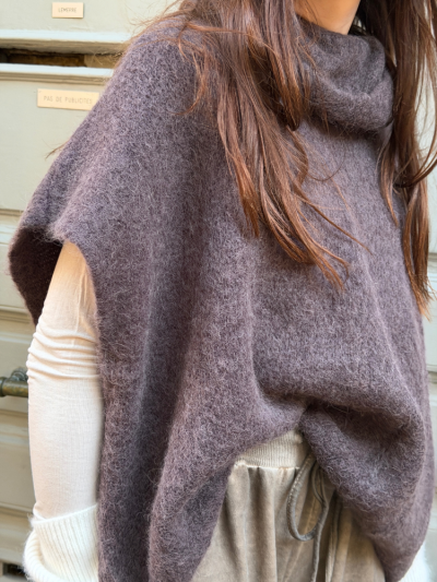 Pull ANDY sans manches choco