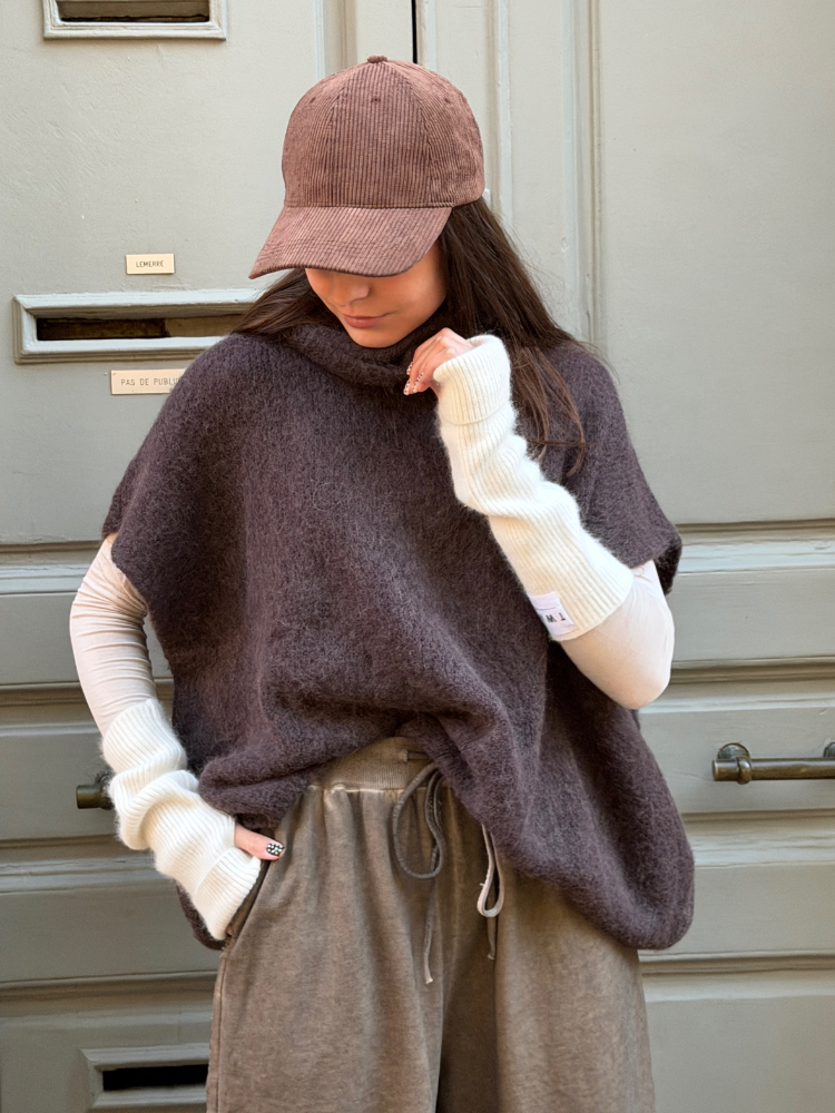 Pull ANDY sans manches choco