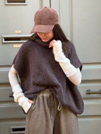 Pull ANDY sans manches choco